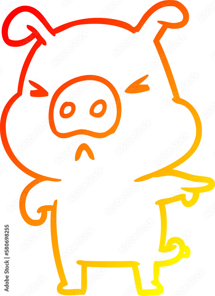 warm gradient line drawing angry pig pointing