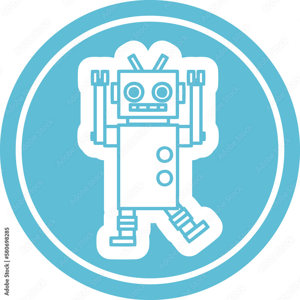 Fototapeta premium dancing robot circular icon