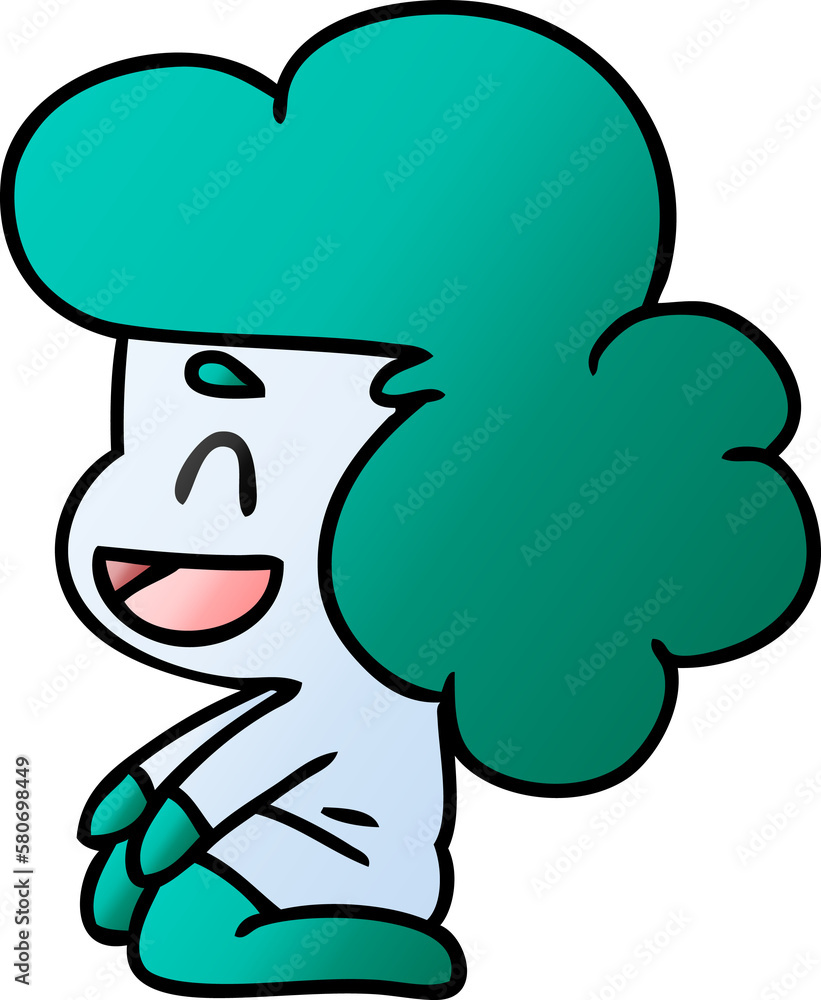 Fototapeta premium gradient cartoon of a kawaii alien girl