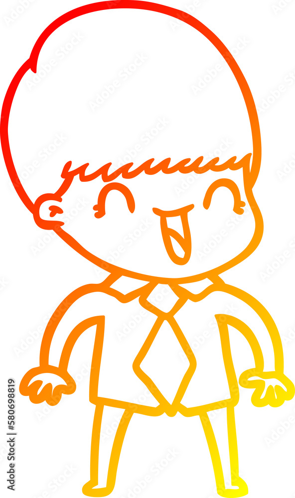 warm gradient line drawing happy cartoon boy warm gradient line drawing happy cartoon boy