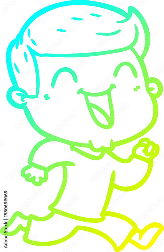 cold gradient line drawing cartoon happy man cold gradient line drawing cartoon happy man