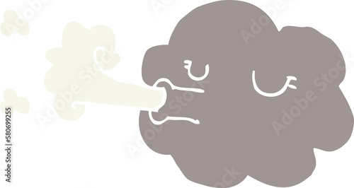 Fotografia cartoon doodle cloud blowing a gale