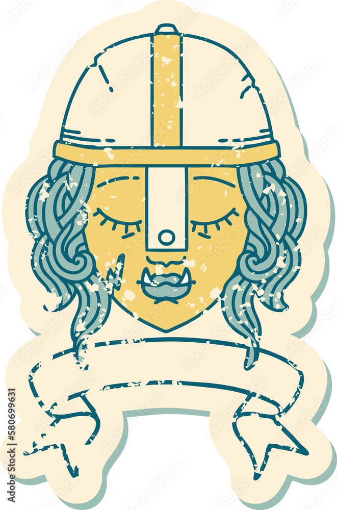 orc fighter character face with banner illustration orc fighter character face with banner illustration