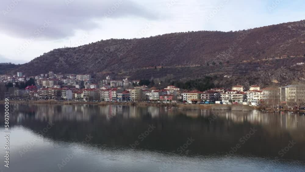 Aerial view the city of Kastoria and Lake Orestiada in northern Greek Aerial view the city of Kastoria and Lake Orestiada in northern Greek