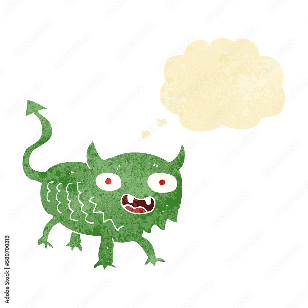 cartoon little demon with thought bubble cartoon little demon with thought bubble