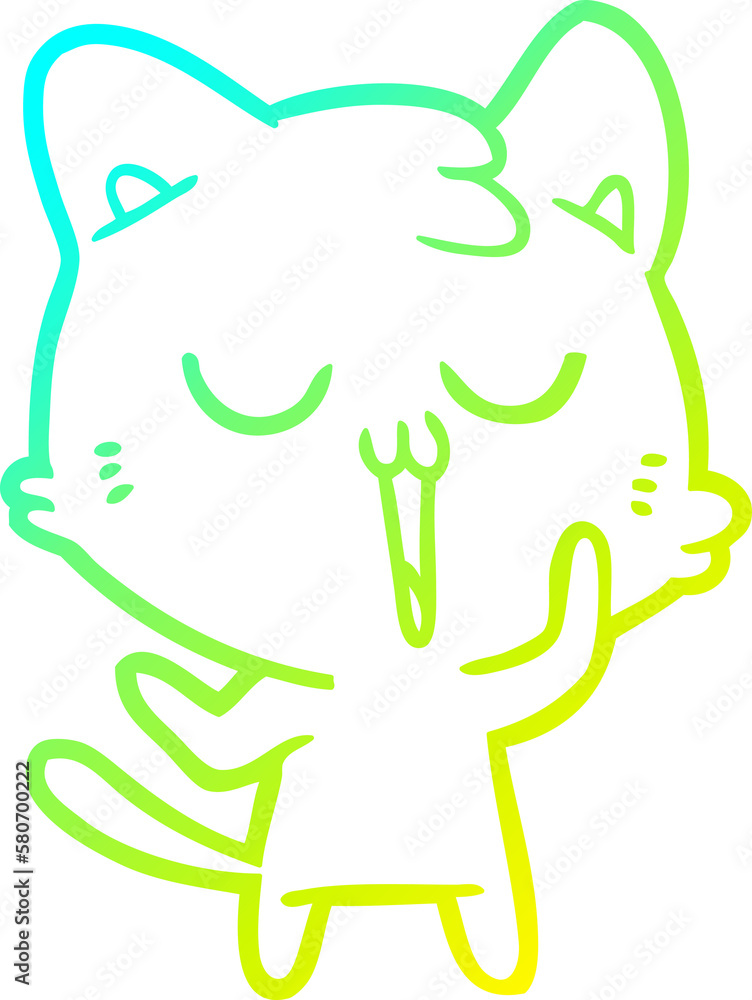 cold gradient line drawing cute cartoon cat cold gradient line drawing cute cartoon cat