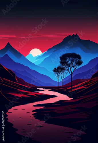 Sunset in the mountains