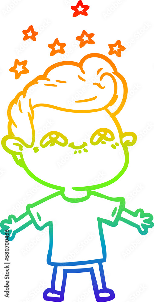 rainbow gradient line drawing happy cartoon boy rainbow gradient line drawing happy cartoon boy