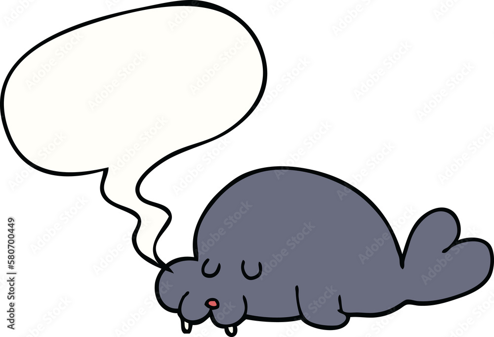 cartoon walrus and speech bubble cartoon walrus and speech bubble