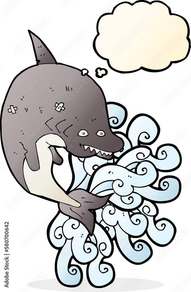 Fototapeta premium cartoon shark with thought bubble