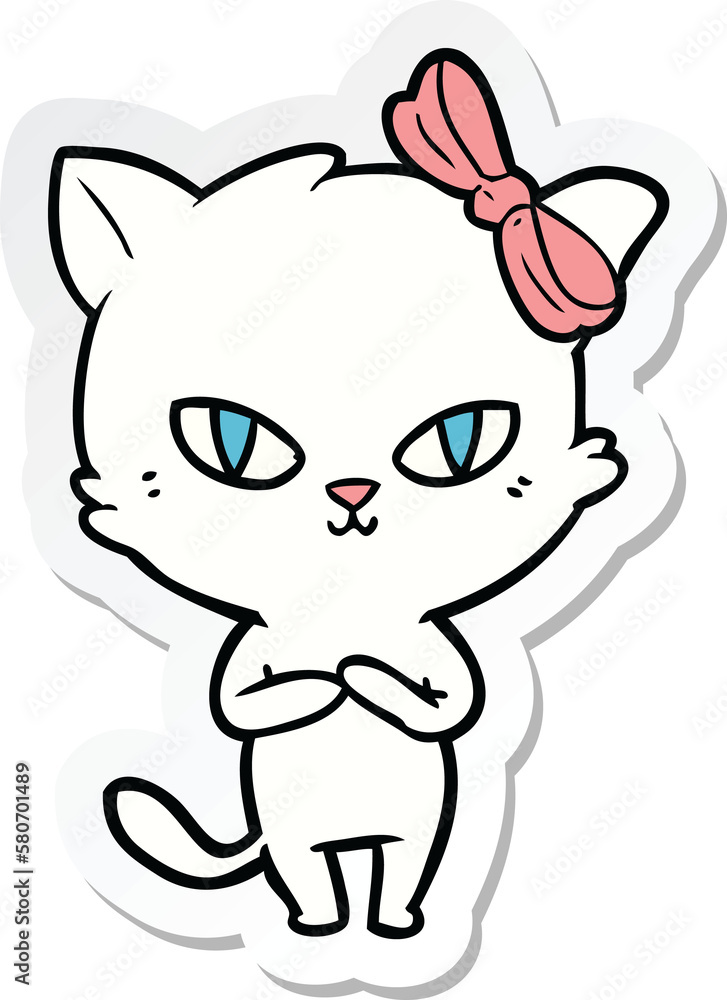 sticker of a cute cartoon cat sticker of a cute cartoon cat