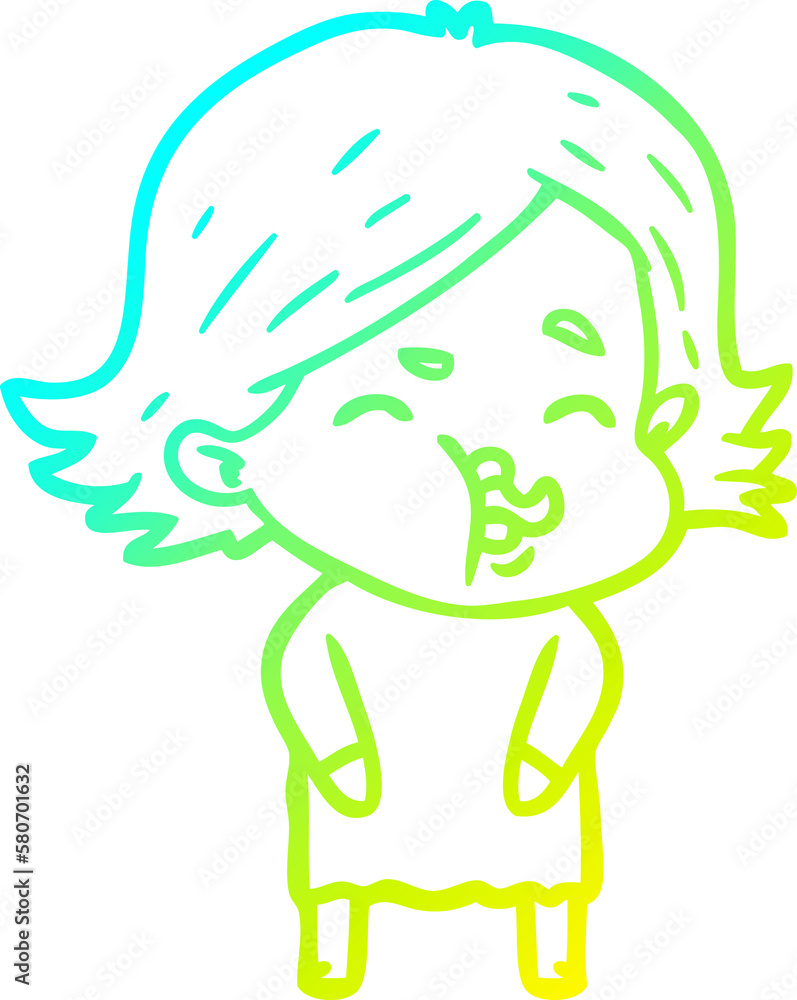 cold gradient line drawing cartoon girl pulling face cold gradient line drawing cartoon girl pulling face