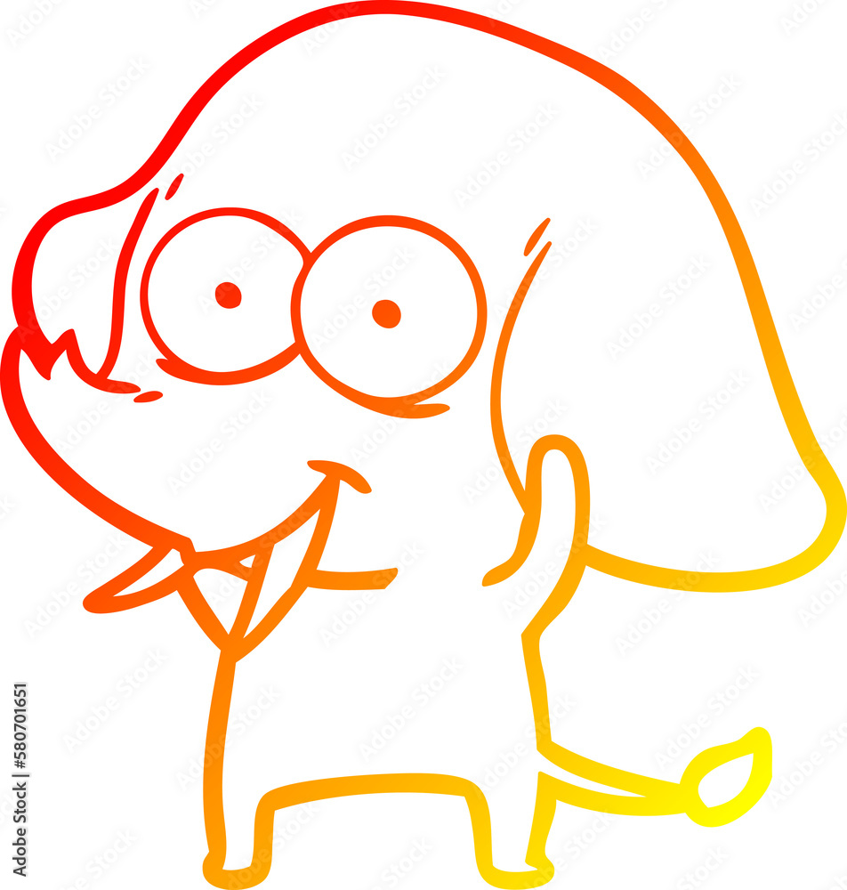 warm gradient line drawing happy cartoon elephant warm gradient line drawing happy cartoon elephant