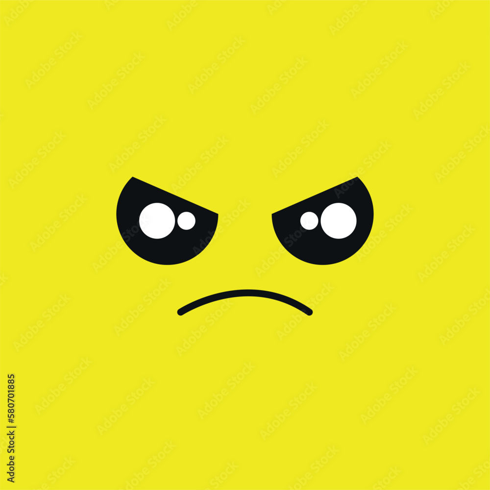 Vector illustration of angry smiley face on yellow background. Vector illustration of angry smiley face on yellow background.