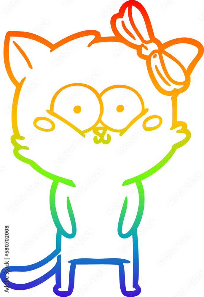 rainbow gradient line drawing cartoon cat rainbow gradient line drawing cartoon cat