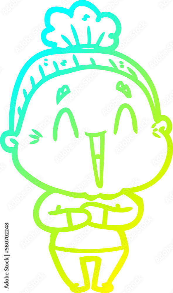 cold gradient line drawing cartoon happy old lady cold gradient line drawing cartoon happy old lady