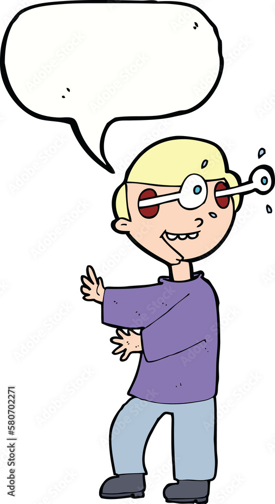 cartoon boy with popping out eyes with speech bubble cartoon boy with popping out eyes with speech bubble