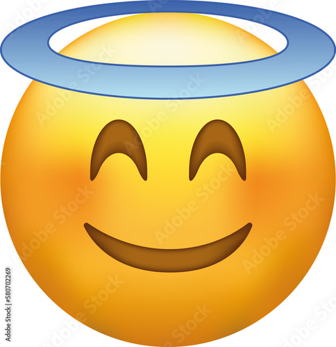Cute smiley face with little halo over head, halo emoji icon