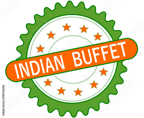 Indian Buffet sign, badge, banner, logo or rubber stamp. vector illustration