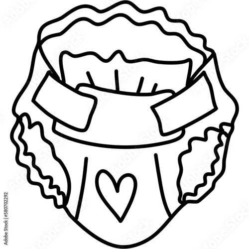 Baby diapers. Newborn diapers. Doodle element.
