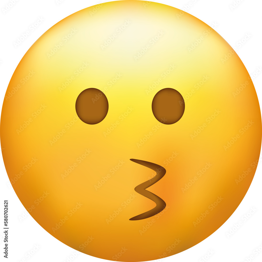 Fototapeta premium Kissing emoji with open eyes. Kiss emoticon with happy blushing face.