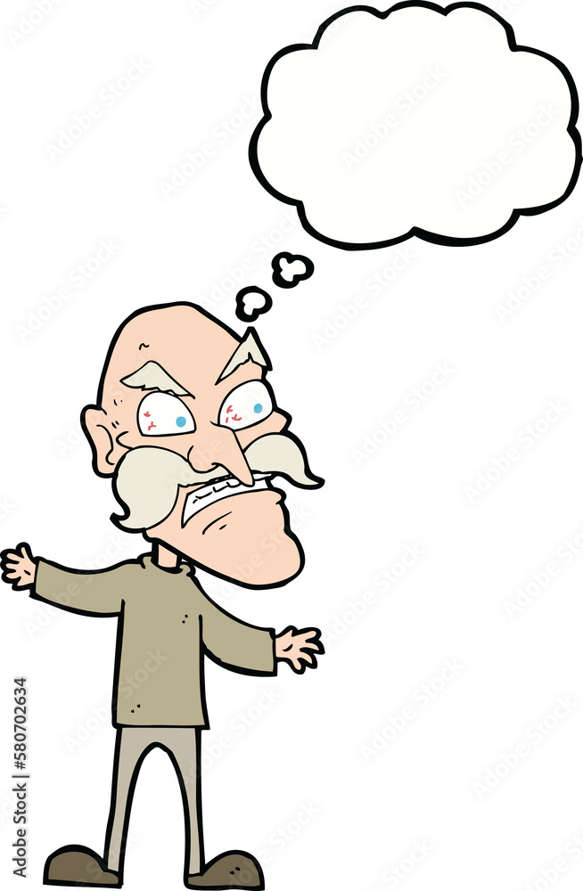 cartoon angry old man with thought bubble cartoon angry old man with thought bubble