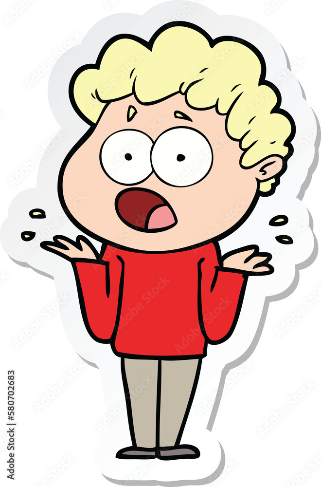 Fototapeta premium sticker of a cartoon man gasping in surprise
