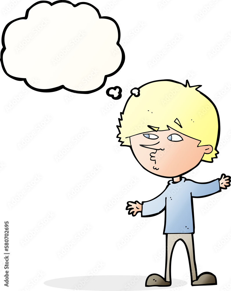 cartoon curious man with thought bubble cartoon curious man with thought bubble