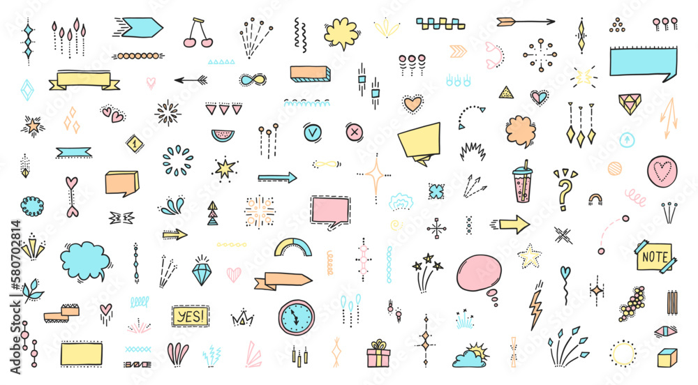 Vector Set Of Doodles Modern Doodles Speech Bubble Sparkle Burst