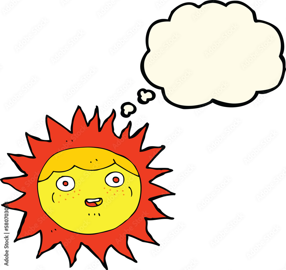 sun cartoon character with thought bubble sun cartoon character with thought bubble