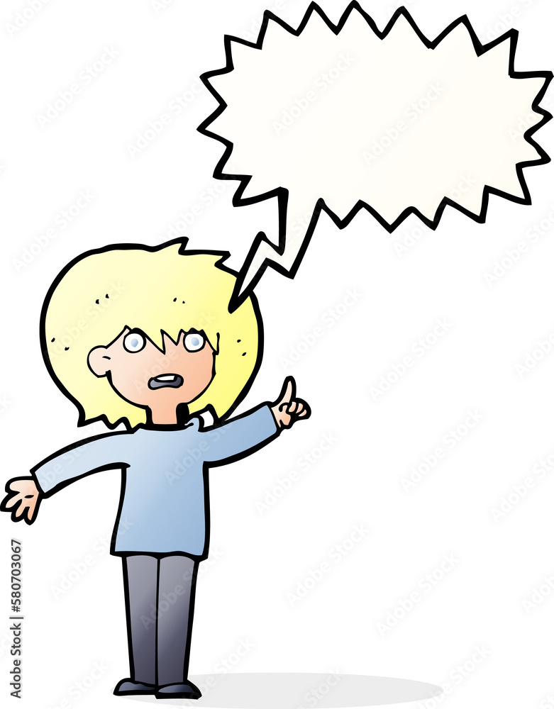 cartoon woman asking question with speech bubble cartoon woman asking question with speech bubble
