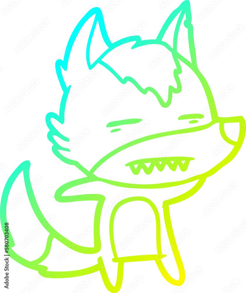 cold gradient line drawing cartoon wolf showing teeth cold gradient line drawing cartoon wolf showing teeth