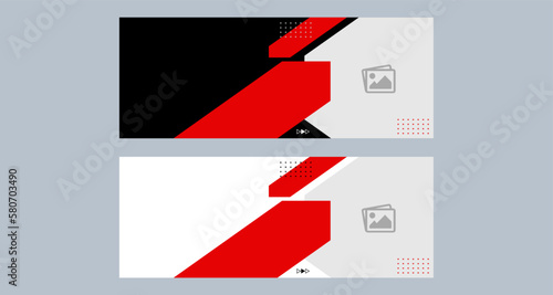 Abstract banner geometric. Red and Black. Vector design banner template
