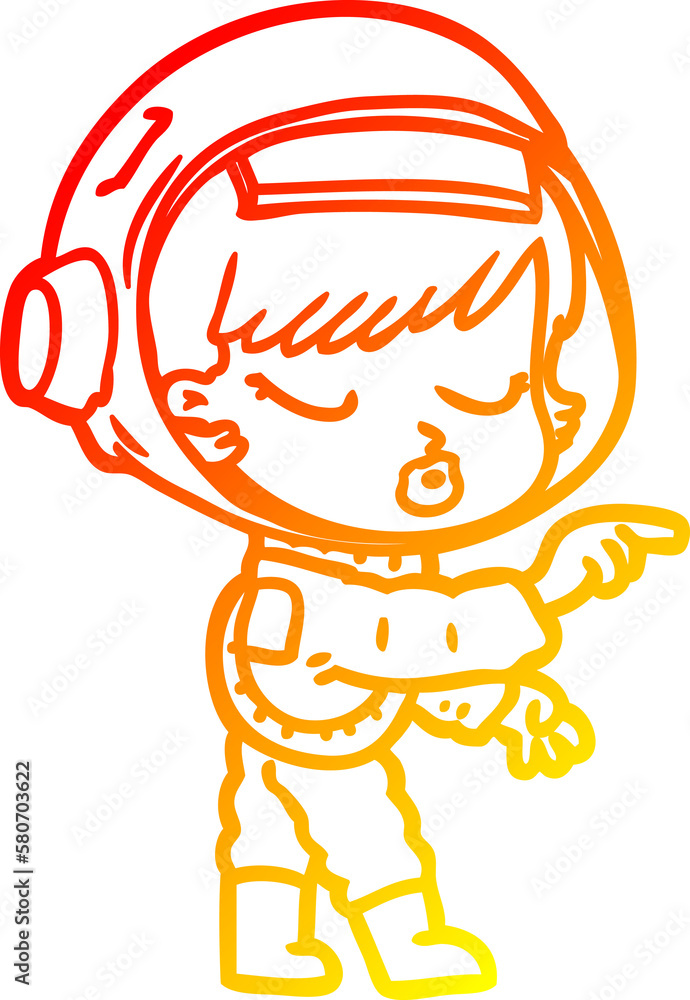 warm gradient line drawing cartoon pretty astronaut girl pointing warm gradient line drawing cartoon pretty astronaut girl pointing