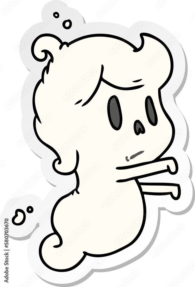 sticker cartoon of a kawaii cute ghost sticker cartoon of a kawaii cute ghost