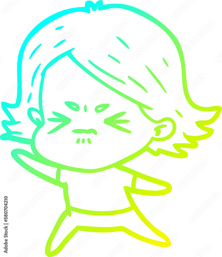 cold gradient line drawing cartoon angry girl cold gradient line drawing cartoon angry girl