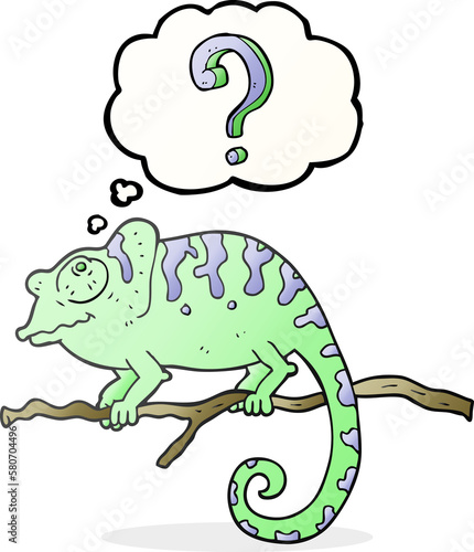 thought bubble cartoon curious chameleon