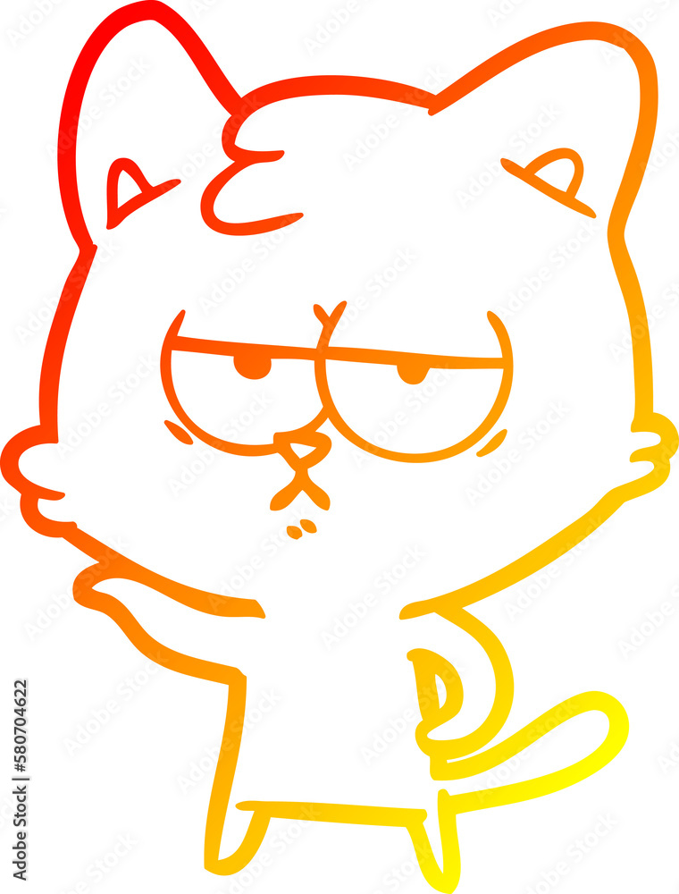 warm gradient line drawing bored cartoon cat warm gradient line drawing bored cartoon cat