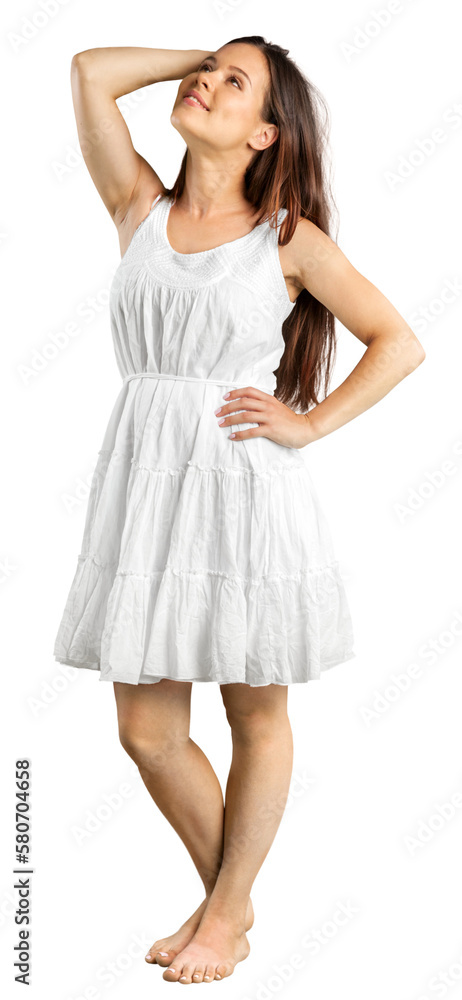 Smiling woman with white teeth looking for you Smiling woman with white teeth looking for you
