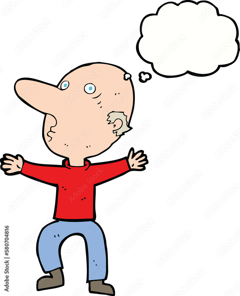 cartoon worried middle aged man with thought bubble cartoon worried middle aged man with thought bubble