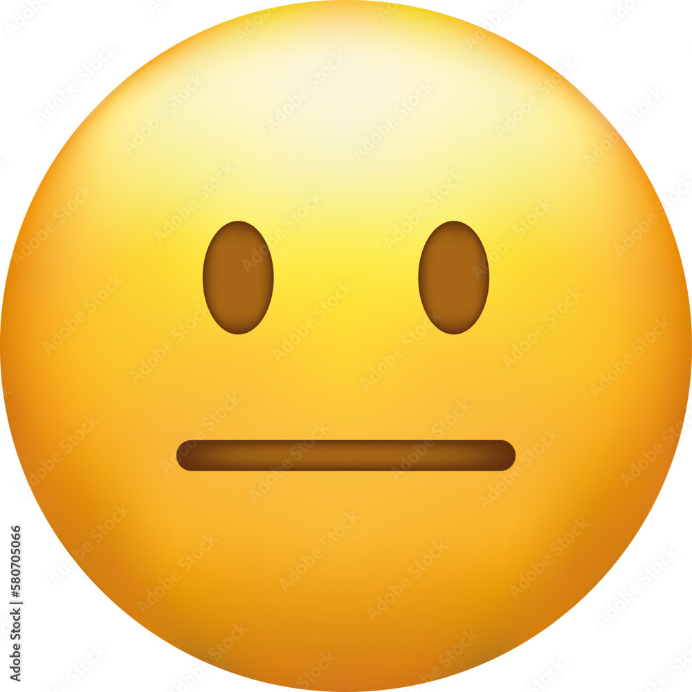 Fototapeta premium Expressionless emoji. Straight face, emoticon with neutral line eyes and mouth
