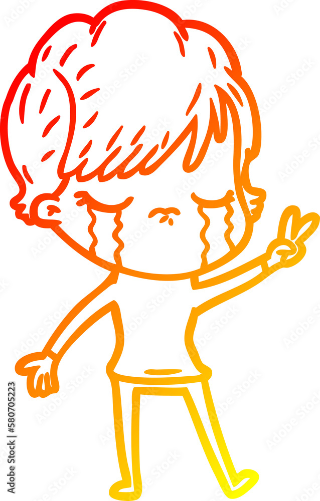 warm gradient line drawing cartoon woman crying warm gradient line drawing cartoon woman crying