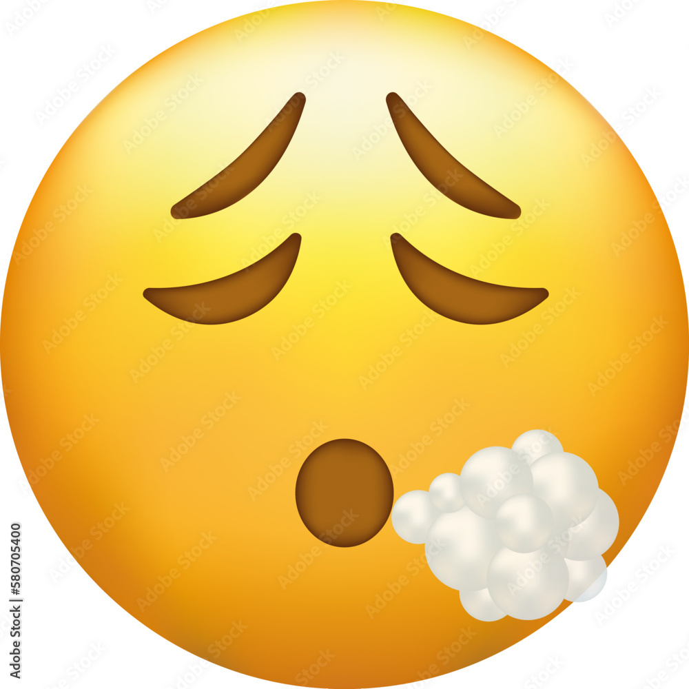 Single emoji icon. Fun icon. Emoticon.Emoji exhaling steam Stock Vector