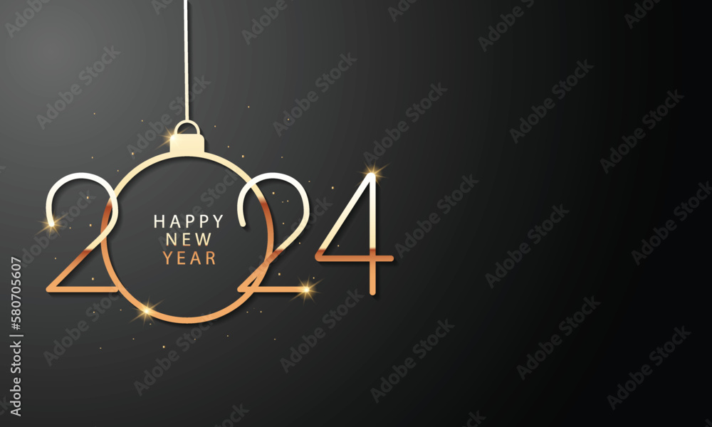 2024 Happy New Year Background Design. Greeting Card, Banner, Poster. Vector Illustration.. - obrazy, fototapety, plakaty 