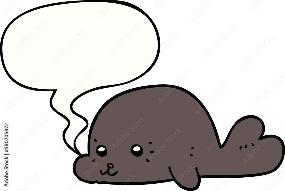 cartoon baby seal and speech bubble cartoon baby seal and speech bubble