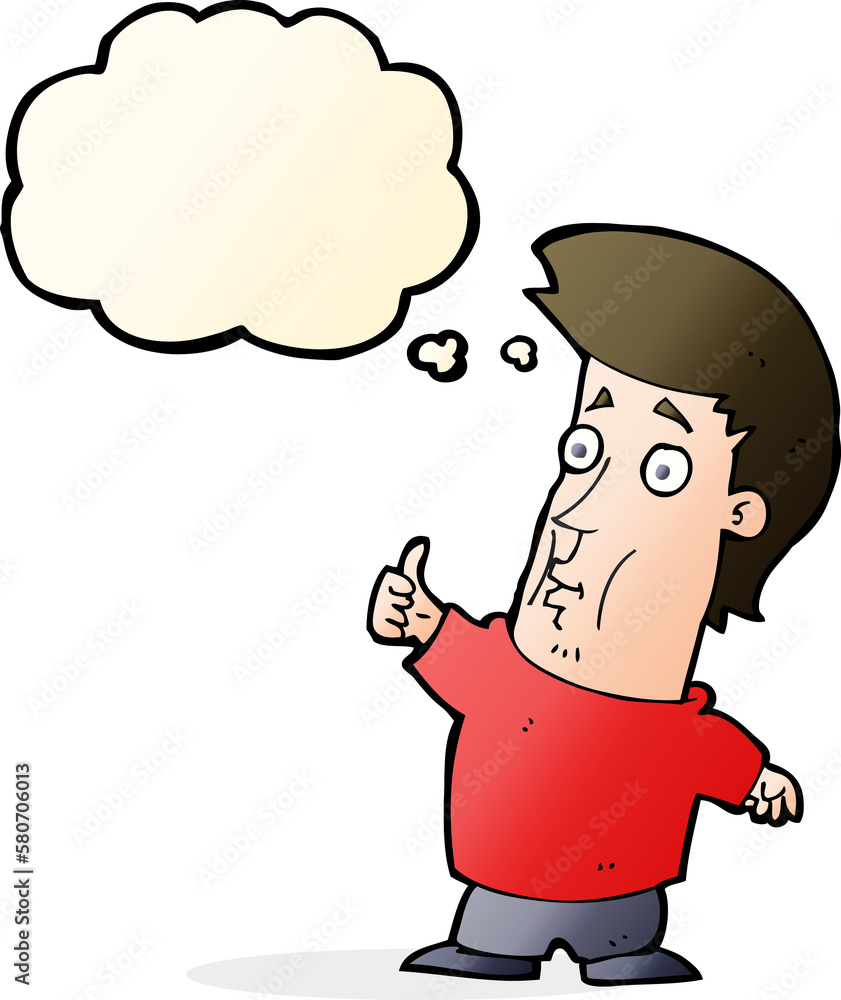 cartoon man giving thumbs up sign with thought bubble cartoon man giving thumbs up sign with thought bubble
