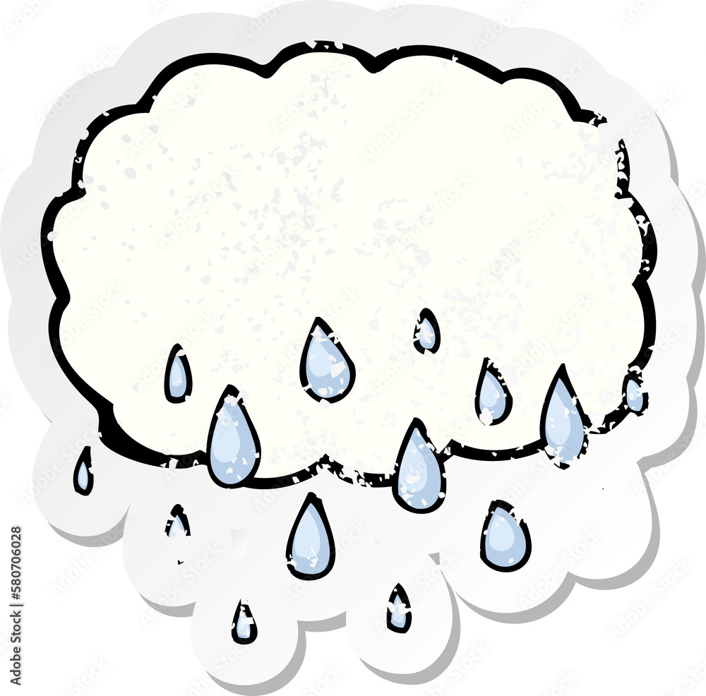 retro distressed sticker of a rain cloud cartoon retro distressed sticker of a rain cloud cartoon