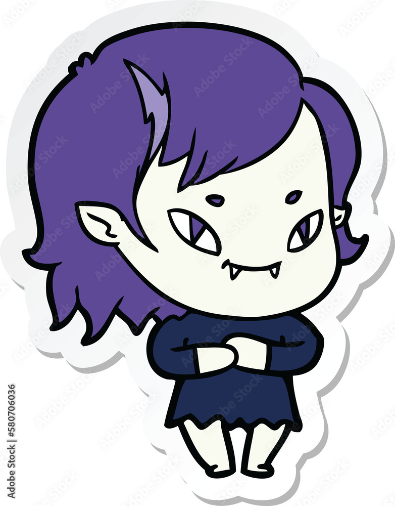 sticker of a cartoon friendly vampire girl sticker of a cartoon friendly vampire girl