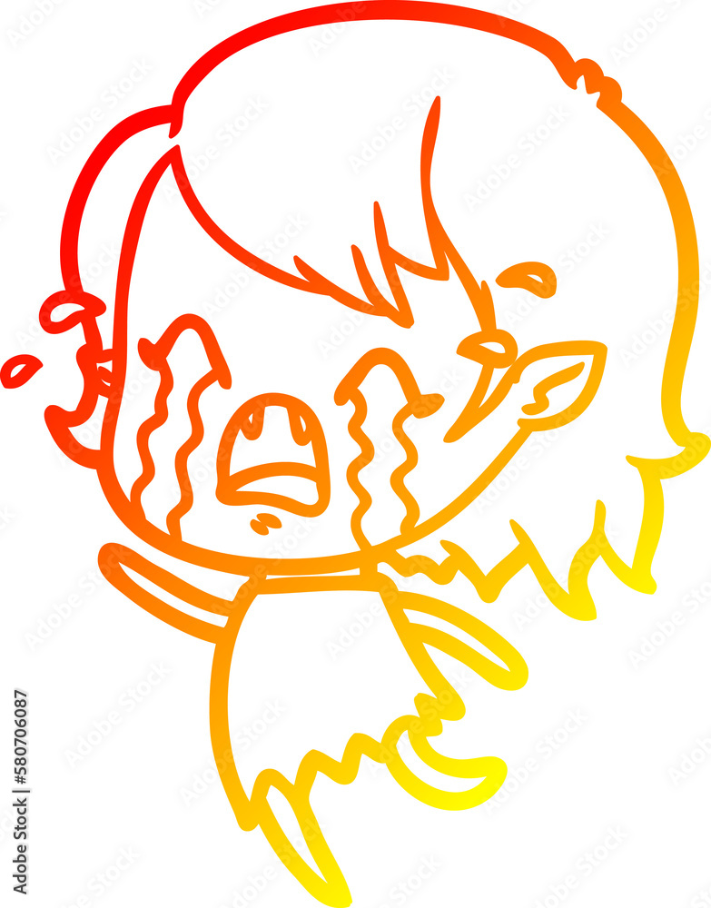 warm gradient line drawing cartoon crying vampire girl warm gradient line drawing cartoon crying vampire girl