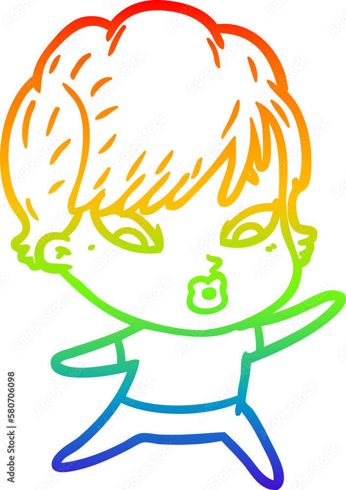 rainbow gradient line drawing cartoon woman rainbow gradient line drawing cartoon woman